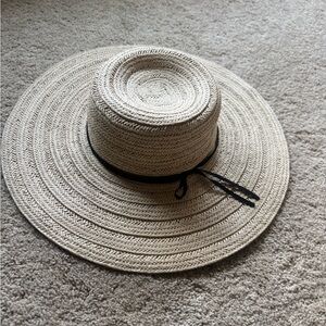 LC Lauren Conrad Wide-Brim Straw Hat with Black Band